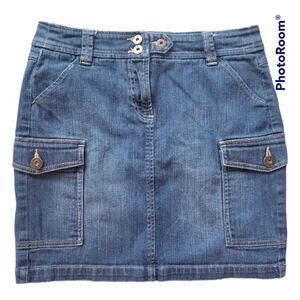Axcess Women's Denim Jean Cargo Jeans Skirt With Side Pockets Sz 8